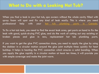 What to Do with a Leaking Hot Tub?