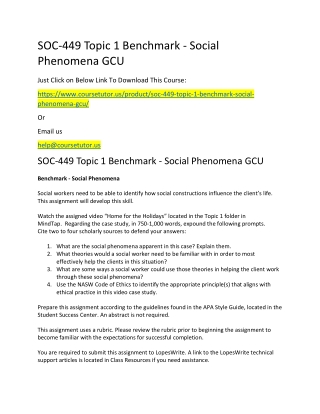 SOC-449 Topic 1 Benchmark - Social Phenomena GCU