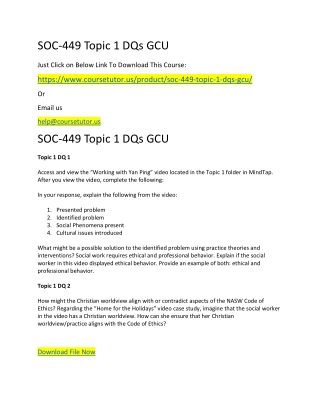 SOC-449 Topic 1 DQs GCU
