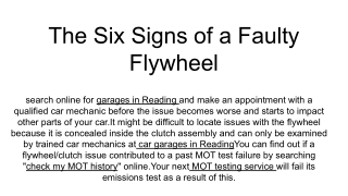 The Six Signs of a Faulty Flywheel