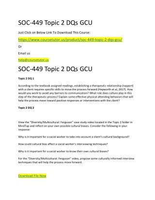 SOC-449 Topic 2 DQs GCU