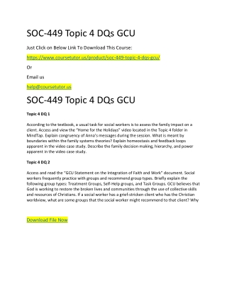 SOC-449 Topic 4 DQs GCU