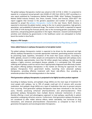 Epilepsy Therapeutics Market Size will Escalate Rapidly in the Near Future