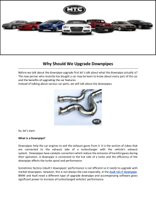 Why Should We Upgrade Downpipes