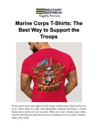 Marine Corps T-Shirts The Best Way to Support the Troops