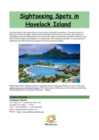 Sightseeing Spots in Havelock Island