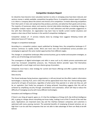 Competitor analysis report.