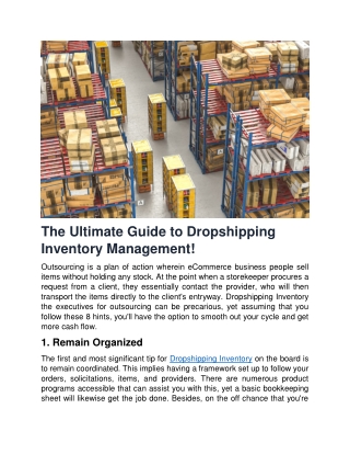 The Ultimate Guide to Dropshipping Inventory Management