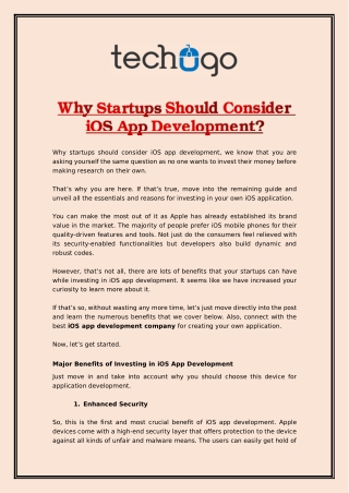 Why Startups Should Consider iOS App Development