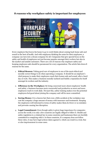 8 Reasons Why Workplace Safety is the Need of the Hour