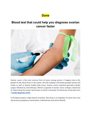 Blood test that could help you diagnose ovarian cancer faster