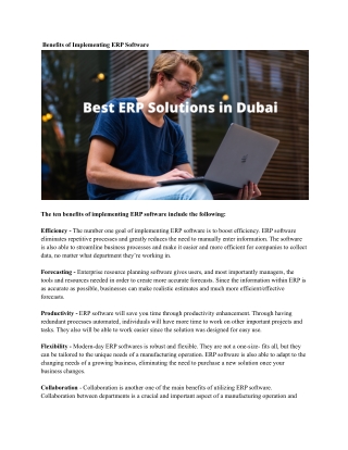 Best ERP Solutions in Dubai