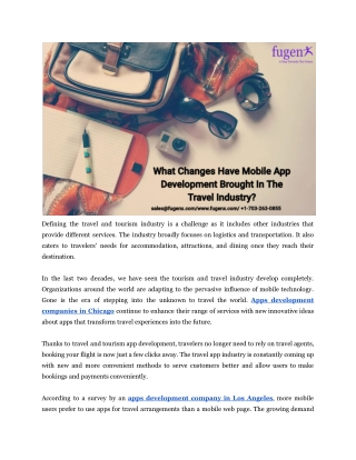 What Changes Have Mobile App Development Brought In The Travel Industry