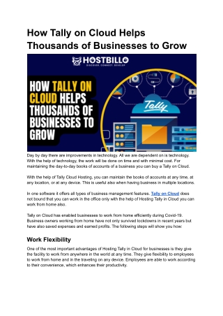 How Tally on Cloud Helps Thousands of Businesses to Grow