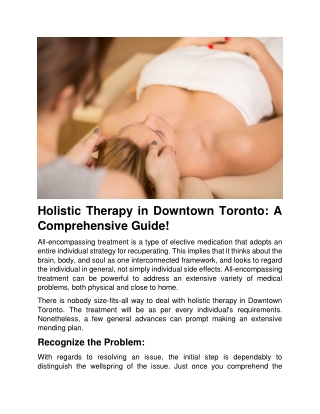 Holistic Therapy in Downtown Toronto: A Comprehensive Guide!