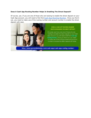 Does A Cash App Routing Number Helps In Enabling The Direct Deposi1