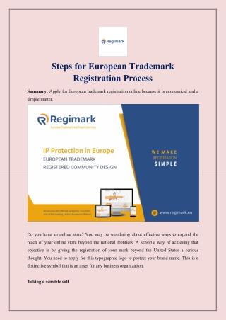 Steps for European Trademark Registration Process