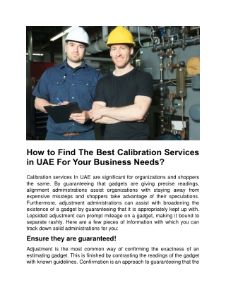 How to Find The Best Calibration Services in UAE For Your Business Needs