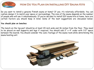 How Do You Plan on Installing DIY Sauna Kits?