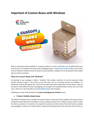 Important of Custom Boxes With Windows