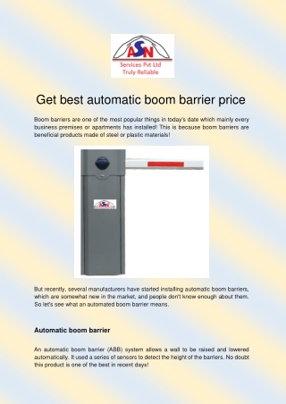 Automatic boom barrier price