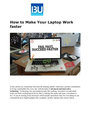 How to Make Your Laptop Work faster