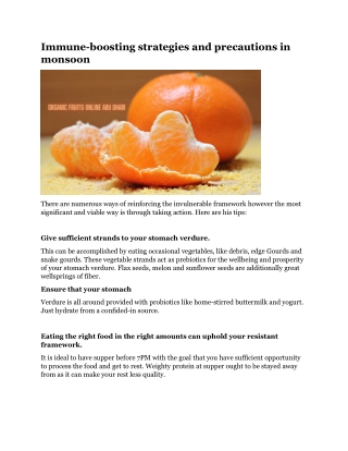 Immune-boosting strategies and precautions in monsoon