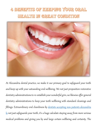 4 Benefits of Keeping Your Oral Health in Great Condition