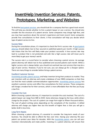 InventHelp Invention Services Patents, Prototypes, Marketing, and Websites