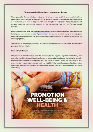 What are the Real Benefits of Physiotherapy Toronto