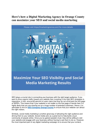 Maximize Your Marketing Performance with Digital Marketing Agency
