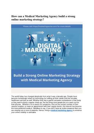 Build a Strong Digital Marketing Strategy with Medical Marketing Agency