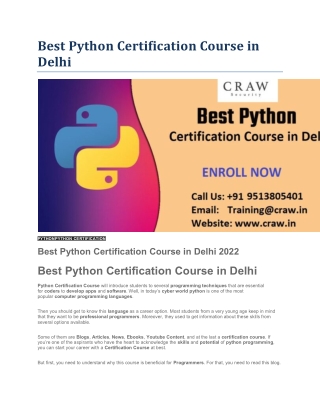 Best Python Certification Course in Delhi