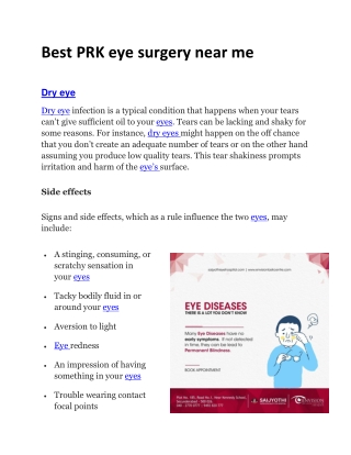 PRK laser treatment for eyes