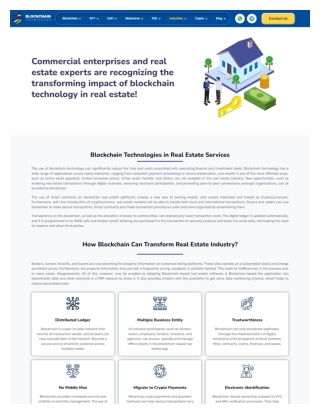 Blockchain in Real Estate Solutions - Blockchain Technologies