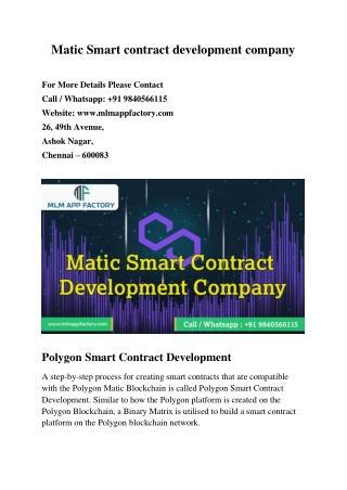 Matic Smart contract development company