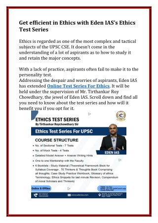 Get efficient in Ethics with Eden IAS’s Ethics Test Series