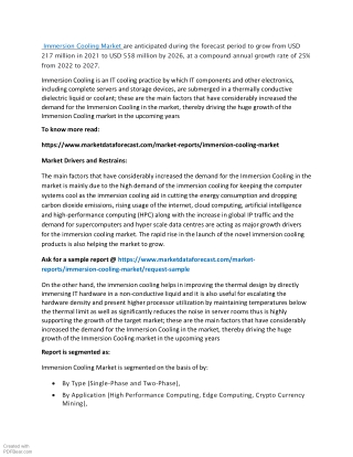 Immersion Cooling Market