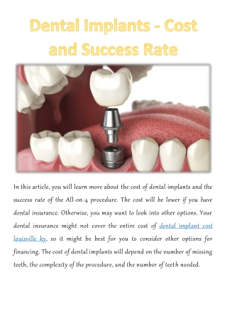 Dental Implants - Cost and Success Rate