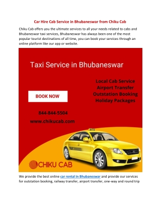 Car Hire Cab Service in Bhubaneswar from Chiku Cab