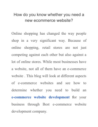 How do you know whether you need a new ecommerce website