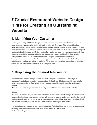 7 Crucial Restaurant Website Design Hints for Creating an Outstanding Website