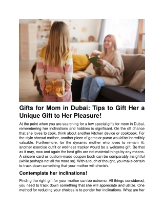 Gifts for Mom in Dubai: Tips to Gift Her a Unique Gift to Her Pleasure!