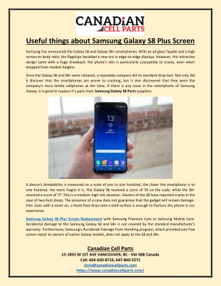 Useful things about Samsung Galaxy S8 Plus Screen