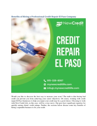 Benefits of Hiring a Professional Credit Repair El Paso Company