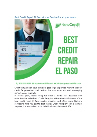 Best Credit Repair El Paso at your Service for all your needs