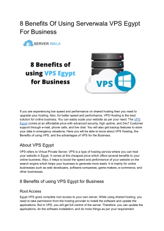 8 Benefits Of Using Serverwala VPS Egypt For Business