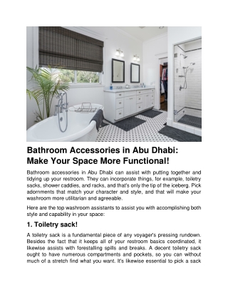 Bathroom Accessories in Abu Dhabi: Make Your Space More Functional!