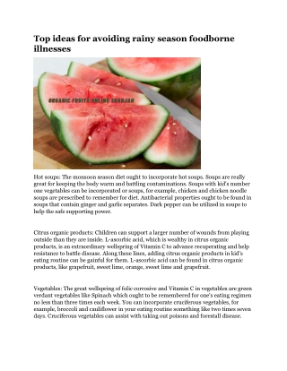 Top ideas for avoiding rainy season foodborne illnesses