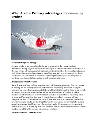 What Are the Primary Advantages of Consuming Fruits
